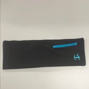 Hip Appeal Black stretch belt / with front & back Pouch w/ Blue Zipper size s/m